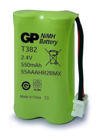 GP T382 NiMH-akku 2,4V 550 mAh johto ja liitin