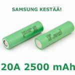 Samsung INR18650-25R Li-Ion (LiMn) akkukenno 2500 mAh 20 A 3,6 V -  Ei suojapiiriä - Flat-top