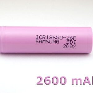 18650 Perusakkukenno 2600 mAh Samsung ICR18650-26F  Li-Ion 3,7V - Ei suojapiiriä - Flat-top