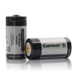 2 kpl pakkaus 3,0V li-ion akku 16340 RCR123A Keeppower 1000 mAh - USB-ladattava