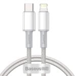 Baseus Lightning USB-C johto 1m 5A 20W punottu - Valkoinen