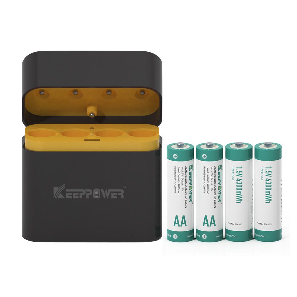 KeepPower i4 1.5V AA akkulaturi 4-paikkainen - Mukana 4 kpl 2866mAh AA-akut! - Image 2