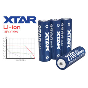 4 kpl Xtar AA 1,5V CLR akku 4300 mWh 2700 mAh