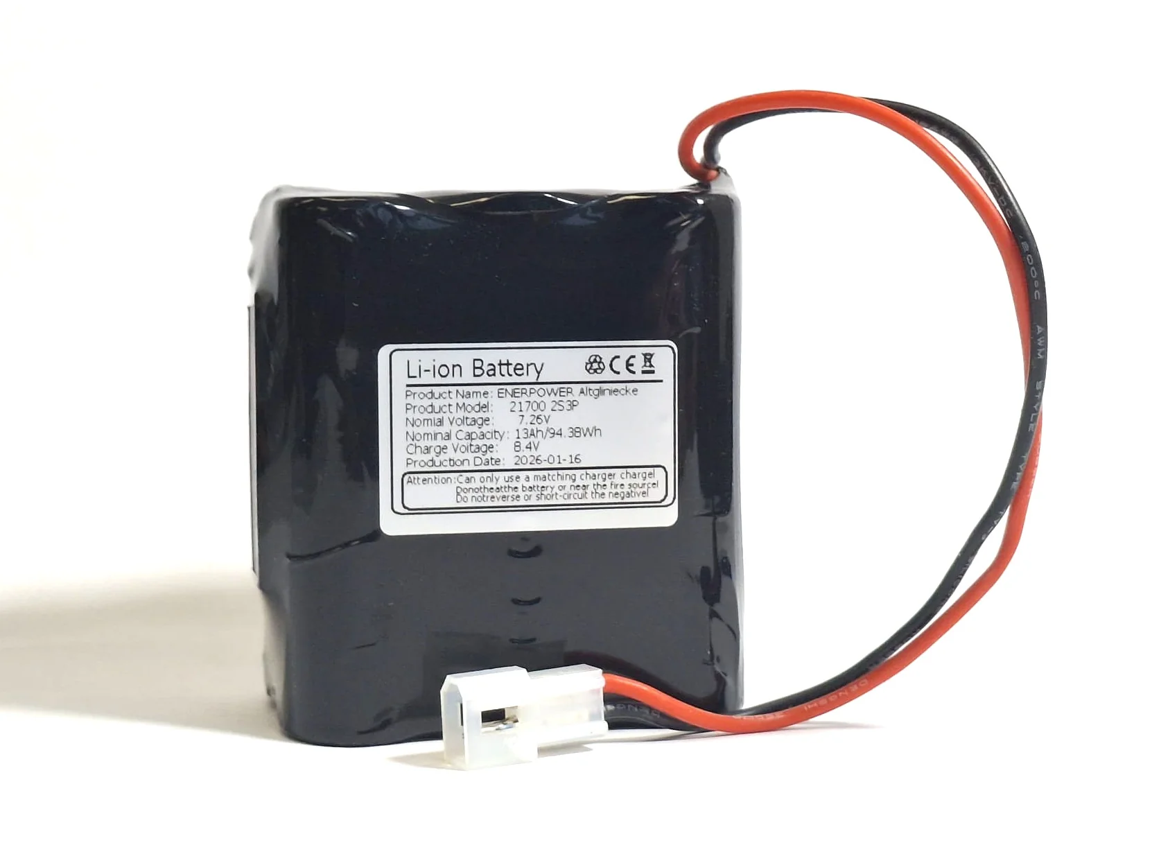 7,26V 13 000 mAh 94Wh Li-Ion akku Lupine-valaisimille - Molex-liitin - Varaustason mittari! - Image 2
