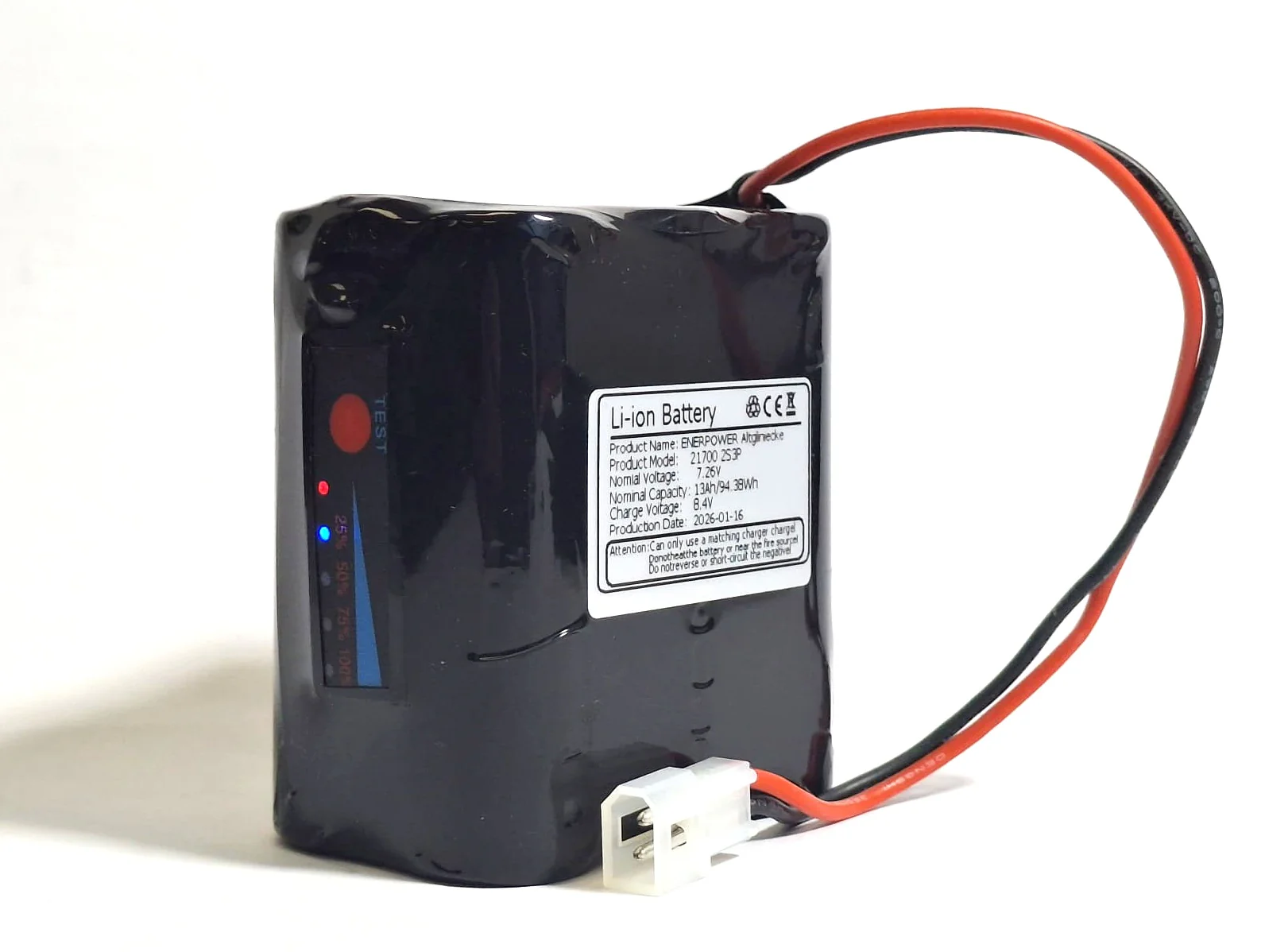 7,26V 13 000 mAh 94Wh Li-Ion akku Lupine-valaisimille - Molex-liitin - Varaustason mittari! - Image 3