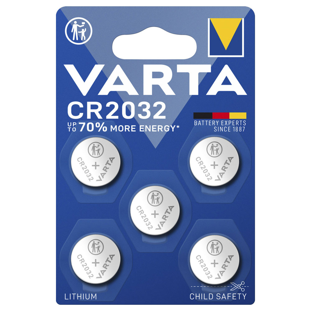 5 kpl pakkaus Varta CR2032 litiumparisto 3V